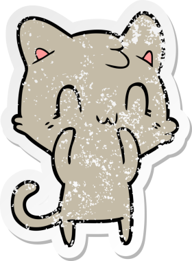 Bir insan tarafından çizilmiş mutlu bir kedinin sıkıntılı çıkartması.