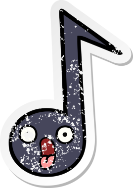 Bir insan tarafından çizilmiş şirin bir karikatür müzik notasının sıkıntılı çıkartması.