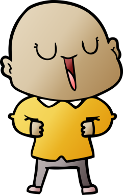 Bir insan tarafından çizilmiş mutlu, kel adam.