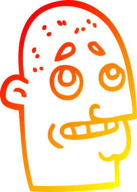 Bir insan tarafından çizilmiş kel bir adamın sıcak çizgi çizimi.