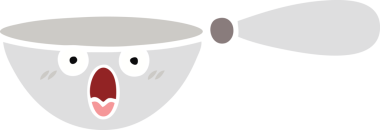 Bir insan tarafından çizilmiş bir kaşığın düz renkli retro karikatürü