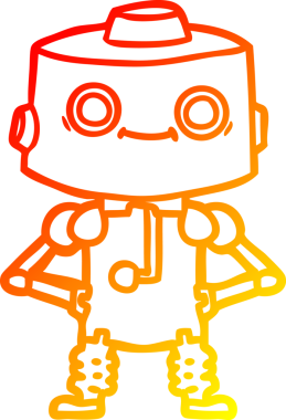 Bir insan tarafından çizilen çizgi film robotunun sıcak çizgi çizimi