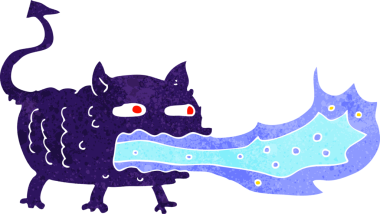 Bir insan tarafından çizilmiş ateş soluyan şeytan.