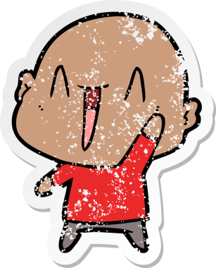 Bir insan tarafından çizilmiş mutlu, kel bir adamın sıkıntılı çıkartması.