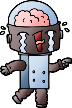 Bir insan tarafından çizilmiş ağlayan robot çizimi.