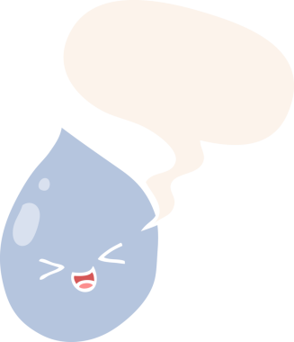 bir insan tarafından çizilmiş retro biçiminde konuşma baloncuklu çizgi film yağmur damlası