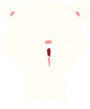 Bir insan tarafından çizilmiş mutlu düz renkli çizgi film kutup ayısı.