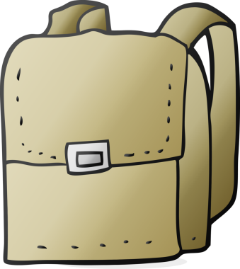 Bir insan tarafından çizilmiş karikatür çantası.