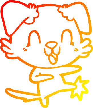 Bir insan tarafından çizilmiş gülen çizgi film köpeğinin sıcak çizgi çizgisi.