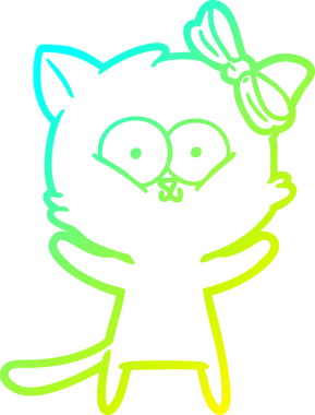 Bir insan tarafından çizilen çizgi film kedisinin soğuk gradyan çizgisi.