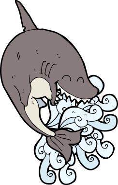 Bir insan tarafından çizilmiş bir köpek balığı.