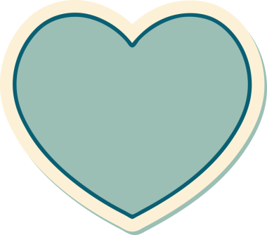 Bir insan tarafından çizilmiş geleneksel bir kalp şeklinde dövme çıkartması.