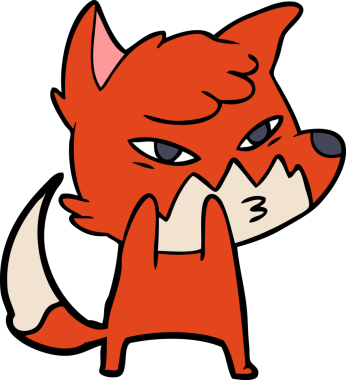 Bir insan tarafından çizilmiş akıllı çizgi film tilkisi.