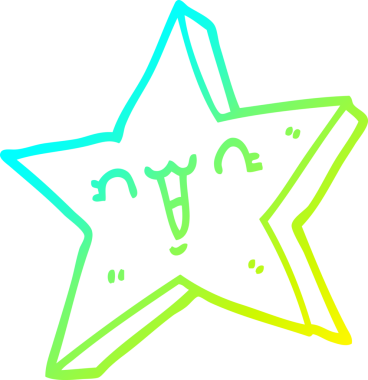 Bir insan tarafından çizilmiş bir çizgi film yıldızının soğuk gradyan çizimi.