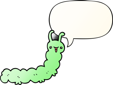 Bir insan tarafından çizilmiş, düzgün eğimli konuşma baloncuklu çizgi film tırtılı.