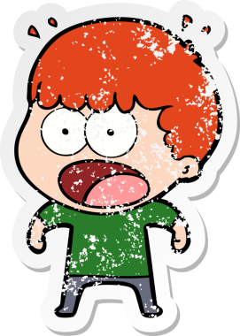 Bir insan tarafından çizilen şok olmuş bir adamın karikatür çıkartması.