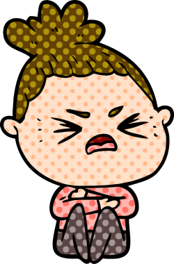 Bir insan tarafından çizilmiş kızgın bir kadın.