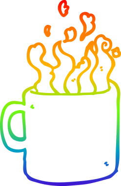 gökkuşağı gradyan çizgisi bir insan tarafından çizilmiş sıcak kahve fincanı