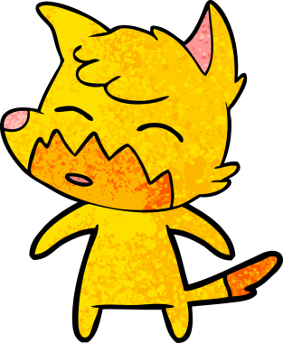 Bir insan tarafından çizilmiş tilki çizgi film karakteri