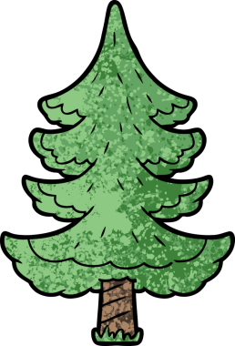 Bir insan tarafından çizilmiş çizgi film ağacı.