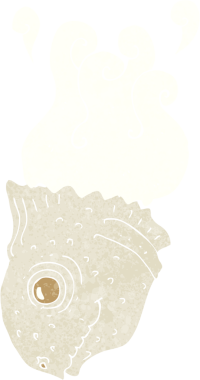 bir insan tarafından çizilmiş eski bir balık kafası