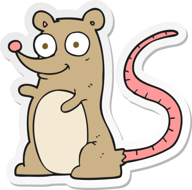 Bir insan tarafından çizilmiş çizgi film faresinin çıkartması.