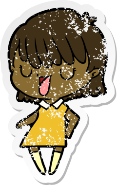 Bir insan tarafından çizilmiş karikatür bir kadının sıkıntılı çıkartması.