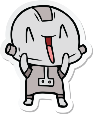 Bir insan tarafından çizilmiş robot karikatür çıkartması.