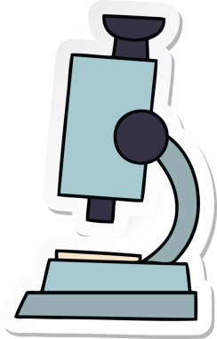 Bir insan tarafından çizilmiş şirin bir karikatür bilim mikroskobu.