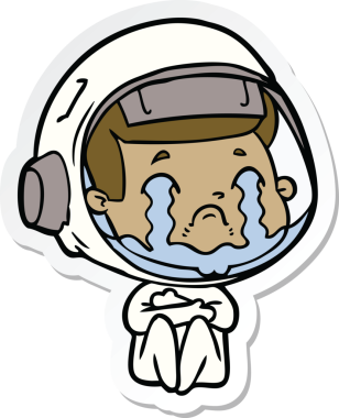 Bir insan tarafından çizilmiş ağlayan bir astronotun çıkartması.