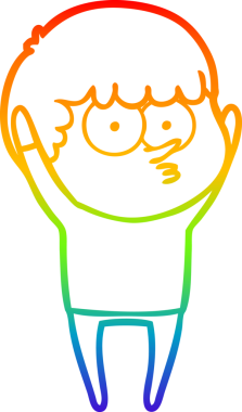 Gökkuşağı gradyanı çizimi Bir insan tarafından çizilmiş meraklı bir çocuk