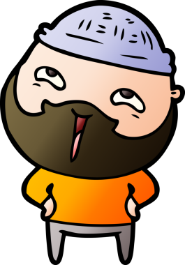 Bir insan tarafından çizilmiş mutlu sakallı bir adam.