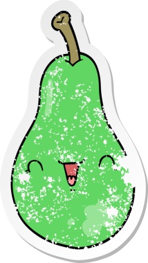 Bir insan tarafından çizilmiş karikatür armutunun sıkıntılı çıkartması.