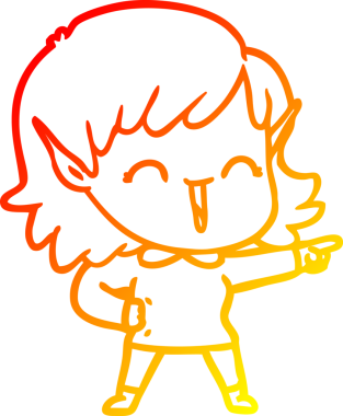 Bir insan tarafından çizilmiş çizgi film karakteri bir elf kızı çizimi