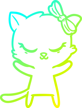 Bir insan tarafından çizilmiş bir çizgi film kedisinin soğuk gradyan çizimi