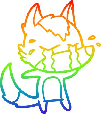 Gökkuşağı gradyan çizgi çizimi bir insan tarafından çizilmiş ağlayan bir kurt.