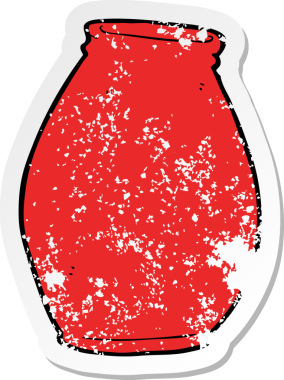 Bir insanın çizdiği karikatür vazosunun gerilimli retro yapıştırması.