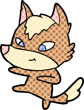 Bir insan tarafından çizilmiş dost canlısı kurt dansı.