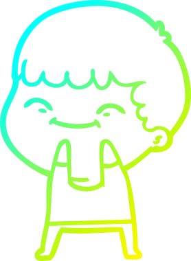 Bir çizgi film karakteri çizen soğuk çizgi bir insan tarafından çizilmiş mutlu çocuk.