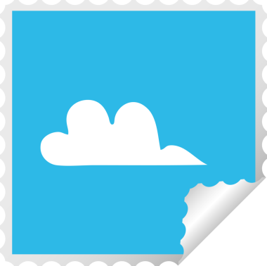 Bir insan tarafından çizilmiş bir bulutun kare soyulmuş çıkartması.