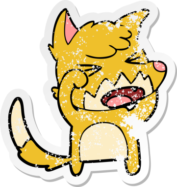 Kızgın bir tilki çizgi filminin sıkıntılı çıkartması bir insan tarafından çizilmiş gözleri.