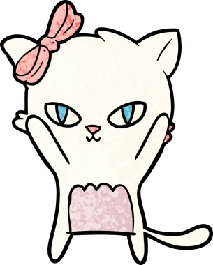 Bir insan tarafından çizilmiş sevimli çizgi film kedisi.