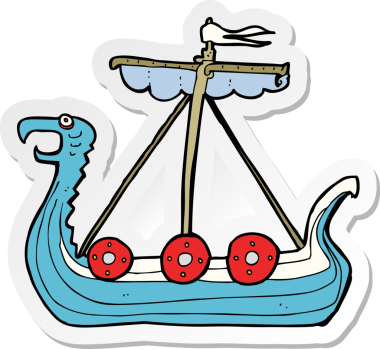 Bir insan tarafından çizilmiş viking gemisinin çıkartması.