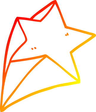 Bir insan tarafından çizilmiş bir çizgi film yıldızının sıcak gradyan çizimi