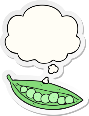 Düşünce baloncuklu bezelyeler insan tarafından çizilmiş bir çıkartma.