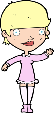 Bir insan tarafından çizilmiş, el sallayan bir kadın.