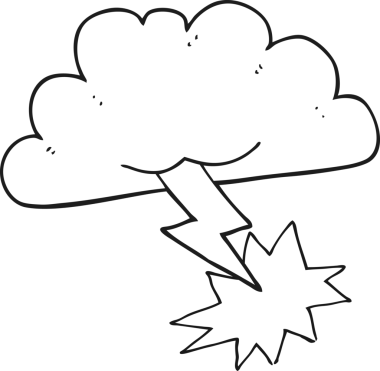 Bir insan tarafından çizilmiş siyah beyaz karikatür fırtına bulutu