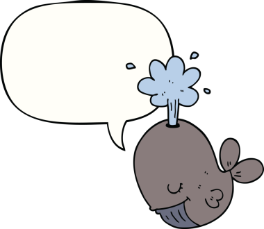 Bir insan tarafından çizilmiş konuşma balonlu bir balina.