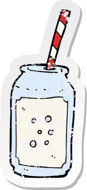 Bir insan tarafından çizilmiş köpüklü içecek ve samandan oluşan karikatür yapıştırması.