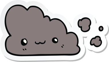 Bir insan tarafından çizilmiş şirin bir karikatür bulutunun çıkartması.